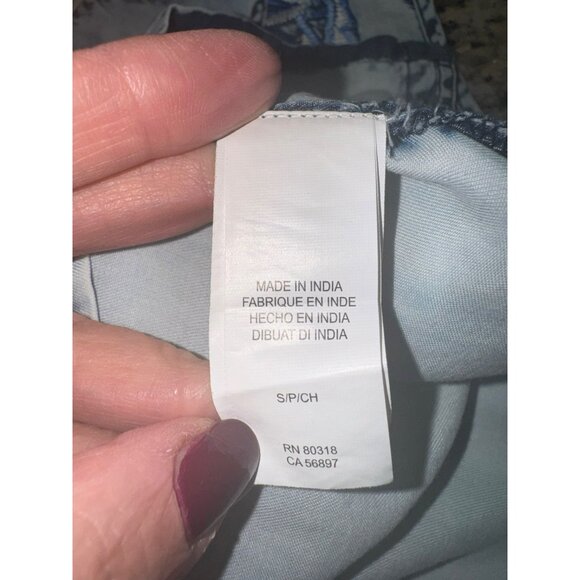 Lucky Brand Chambray Blue Embroidered Tencel Sleeveless Top S Cowgirl Boho Hippy - Picture 8 of 9